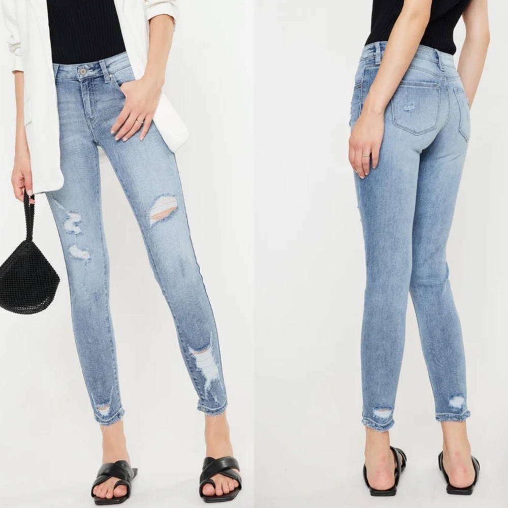 KanCan Eden Mid Rise Ankle Skinny Jeans Distressed Size 7/27 Style KC8319SDM
